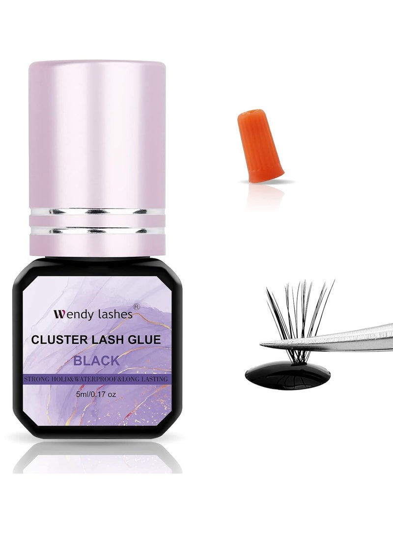 Lash Glue Cluster Eyelash Glue Black Sensitive Lash Glue Fast Drying Waterproof Lash Glue Individual Lash Glue Long Lasting DIY Lash Extension Glue Strong Hold Eyelash Glue for Lash Extensions(5ML)