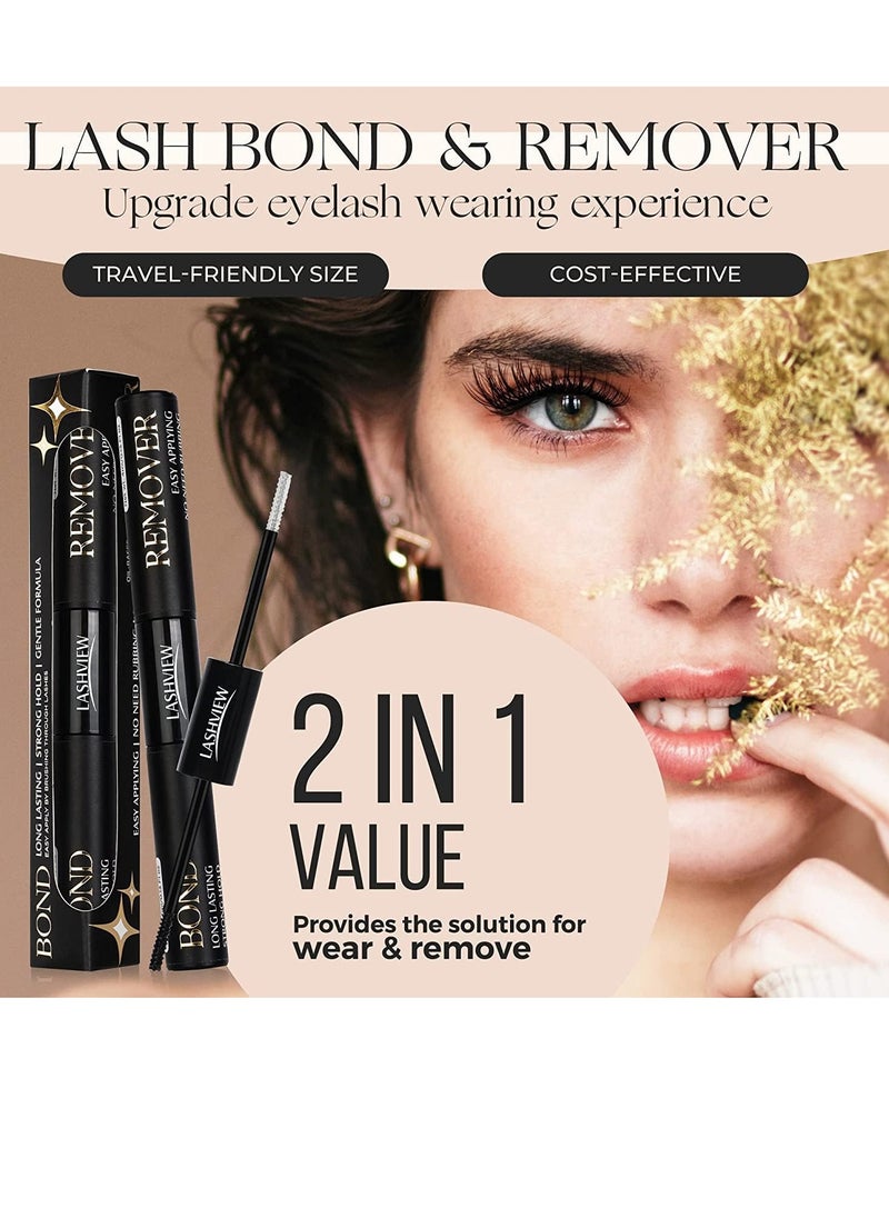 LASHVIEW 2 in 1 Lash Glue & Remover, Waterproof Mascara Adhesive With Strong 48 Hour Hold, Fast Removal With No Residue