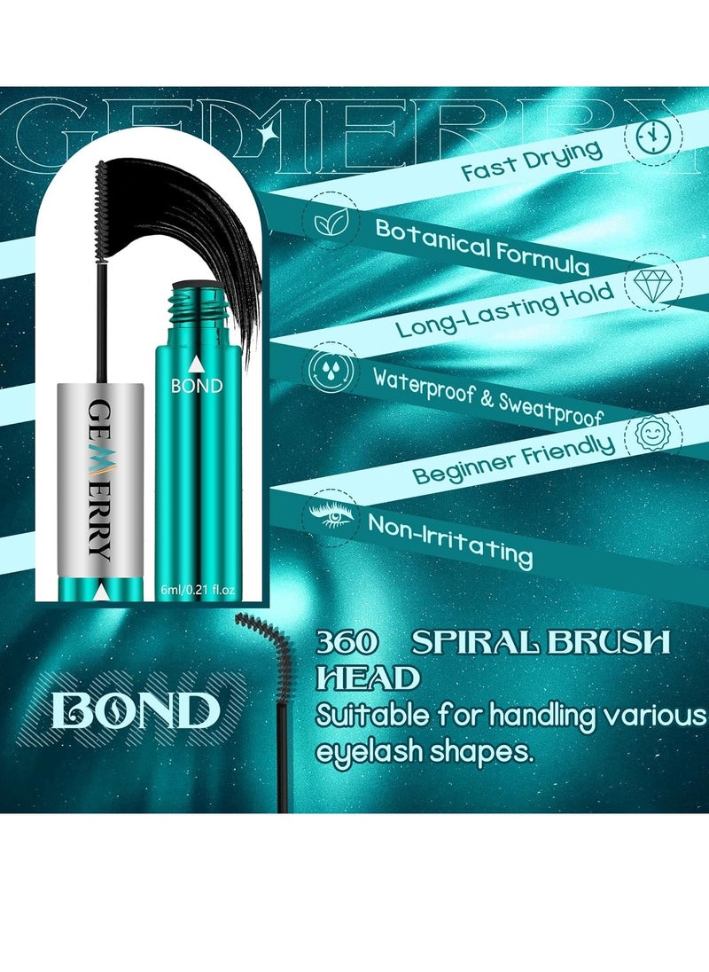 GEMERRY Lash Bond and Seal Waterproof 12ml Lash Cluster Glue for Lash Clusters Bond and Seal Lash Glue Long Lasting for 72-96 Hours Lash Glue Mascara Eyelash Glue for Self Use at Home