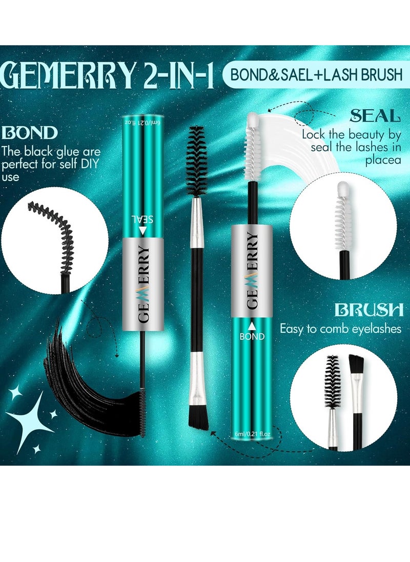 GEMERRY Lash Bond and Seal Waterproof 12ml Lash Cluster Glue for Lash Clusters Bond and Seal Lash Glue Long Lasting for 72-96 Hours Lash Glue Mascara Eyelash Glue for Self Use at Home