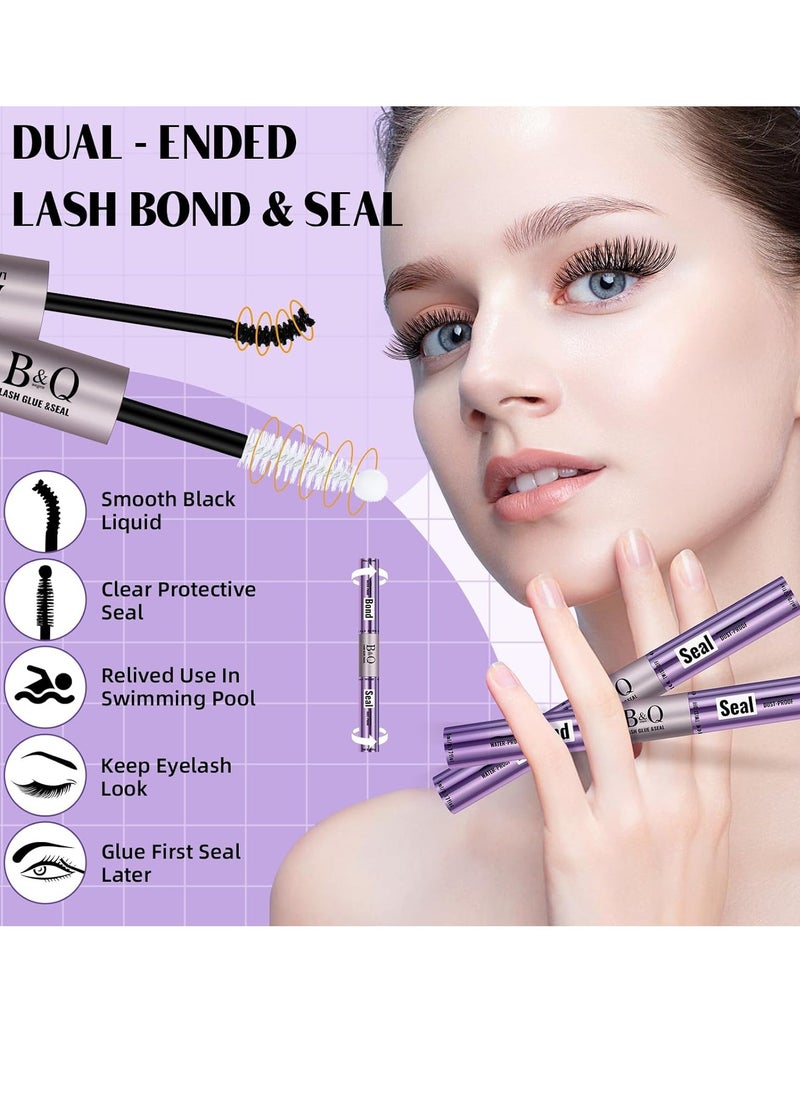 Bond and Seal Lash Glue 10ml Lash Bond and Seal Waterproof 72 Hour Eyelash Bond and Seal Strong Hold 2 in 1 Lash Glue and Bond Lash Seal and Bond for Wispy DIY Lash Clusters（GM-FD-ShuangT-HEI）