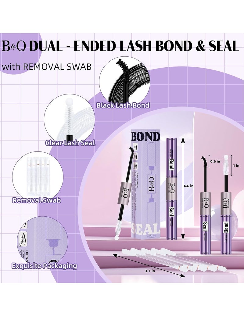 Bond and Seal Lash Glue 10ml Lash Bond and Seal Waterproof 72 Hour Eyelash Bond and Seal Strong Hold 2 in 1 Lash Glue and Bond Lash Seal and Bond for Wispy DIY Lash Clusters（GM-FD-ShuangT-HEI）