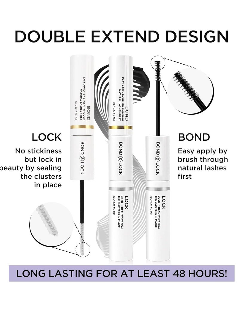 BEYELIAN Lash Bond and Seal, Cluster Lash Glue for Individual Cluster Lashes DIY Eyelash Extensions Latex Free Aftercare Sealant with Mascara Wand Super Strong Hold 72 Hours