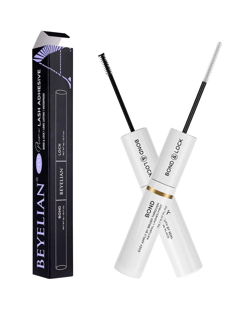 BEYELIAN Lash Bond and Seal, Cluster Lash Glue for Individual Cluster Lashes DIY Eyelash Extensions Latex Free Aftercare Sealant with Mascara Wand Super Strong Hold 72 Hours