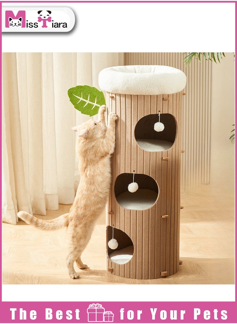 Cat Tree, Cat Tower, Multi Level Cat Condos integrated multi layer cat tree hole  good idea for multi cat families cat hiding house for all seasons Size: 98*40cm