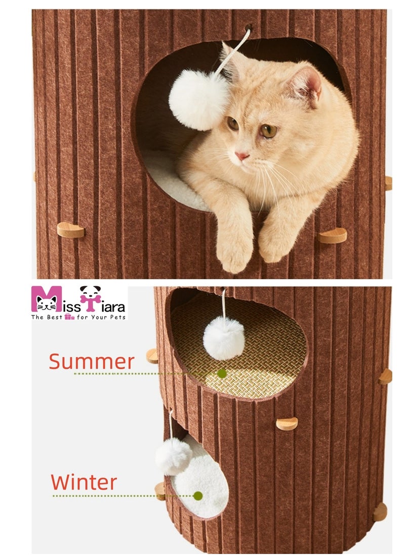 Cat Tree, Cat Tower, Multi Level Cat Condos integrated multi layer cat tree hole  good idea for multi cat families cat hiding house for all seasons Size: 98*40cm