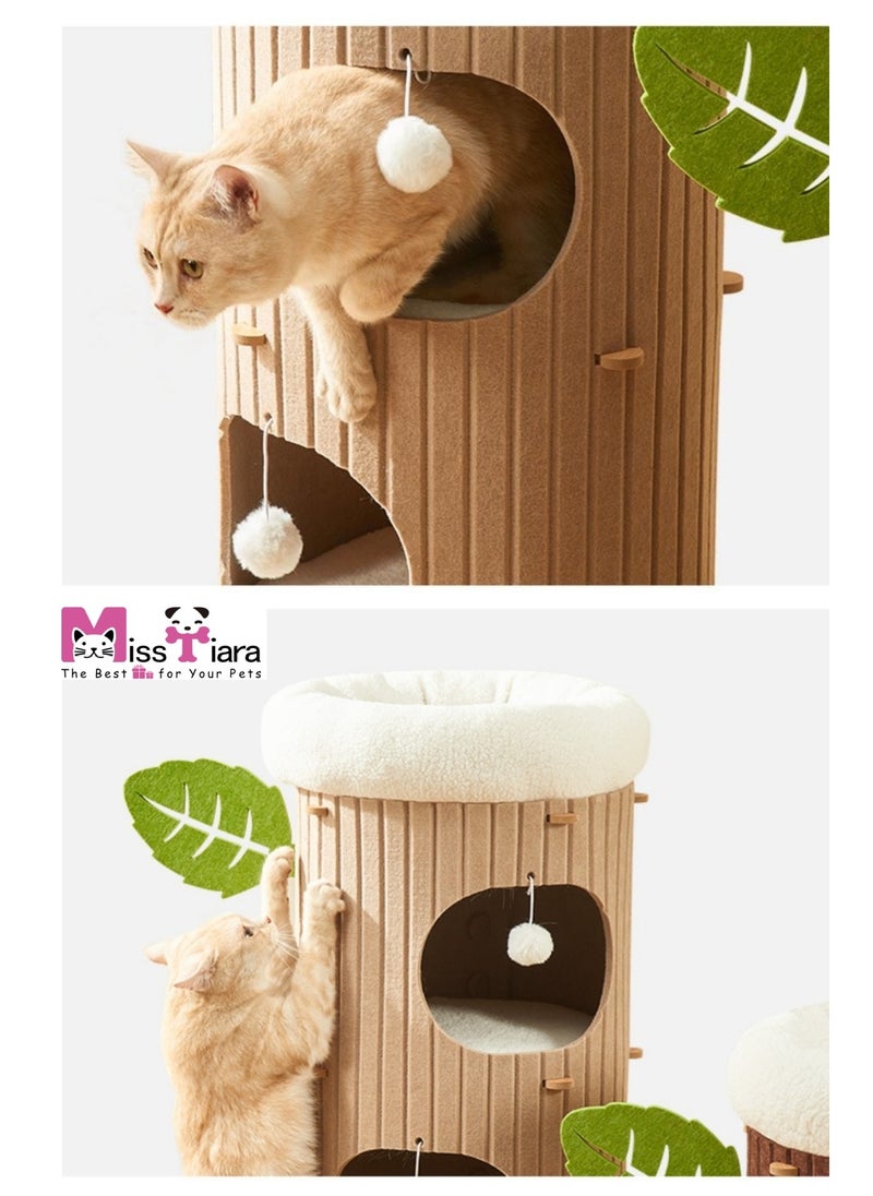 Cat Tree, Cat Tower, Multi Level Cat Condos integrated multi layer cat tree hole  good idea for multi cat families cat hiding house for all seasons Size: 98*40cm