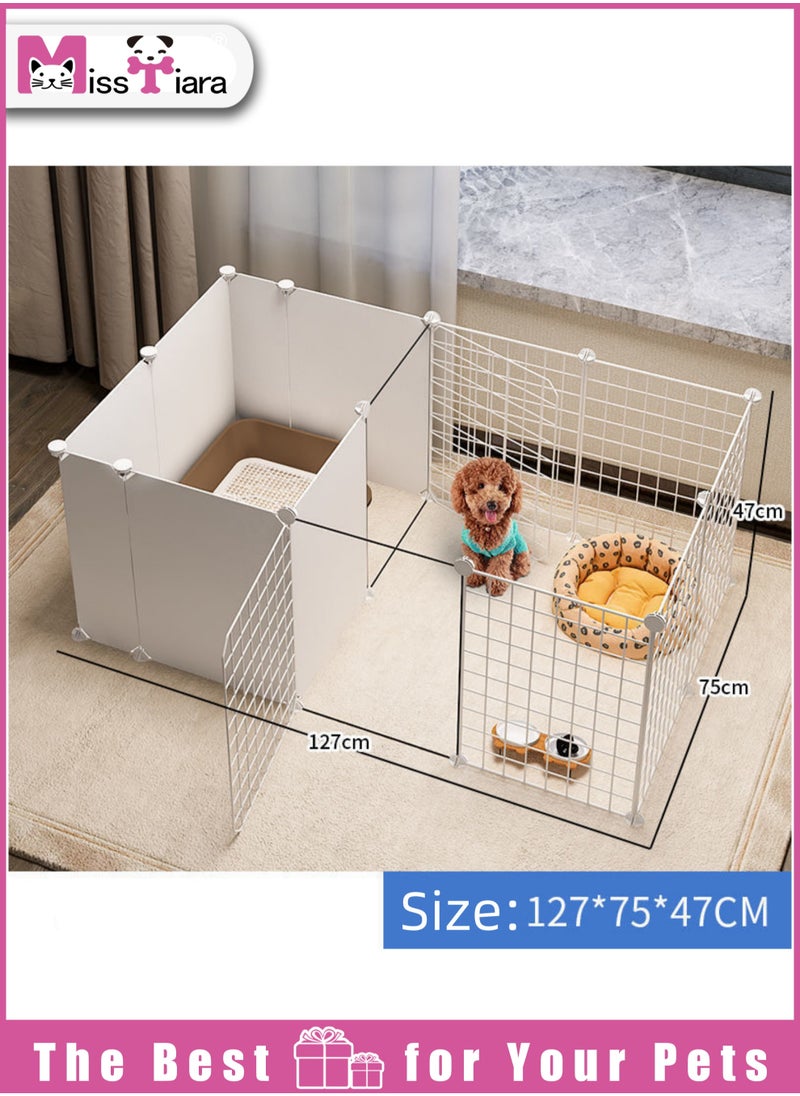 Pet fence dog isolation indoor small dog kennel with toilet area can be freely combined Size: 127*75*47