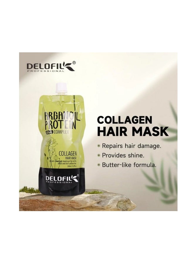 Delofil Professional Argan Oil Protein Magic Complex Collagen Hair Mask An Anti Breakage Treatment 500ml