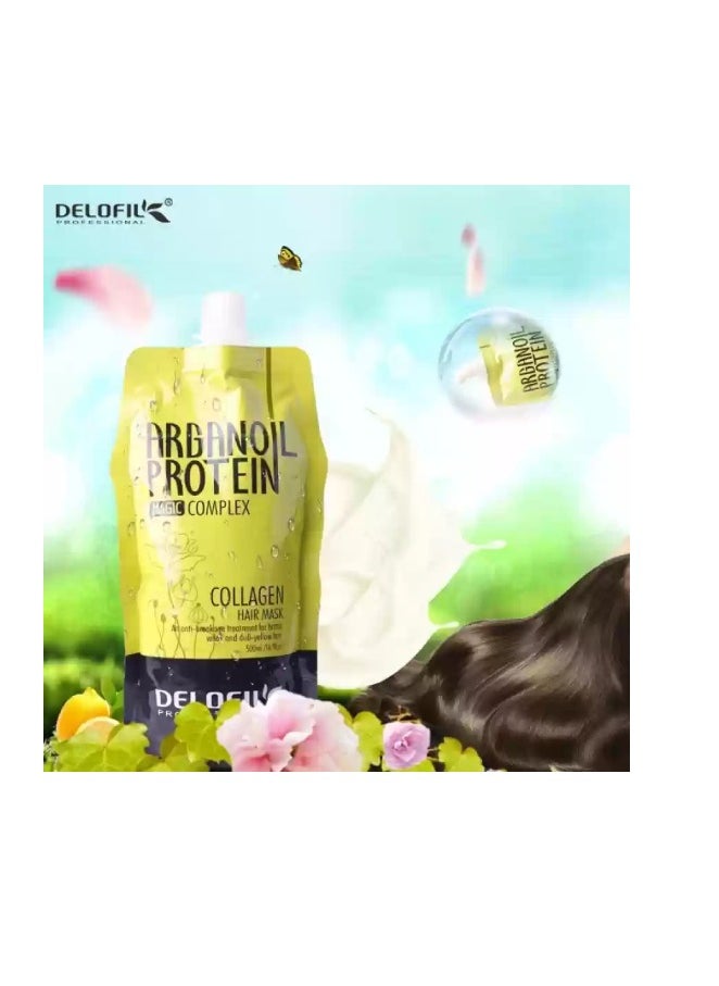 Delofil Professional Argan Oil Protein Magic Complex Collagen Hair Mask An Anti Breakage Treatment 500ml