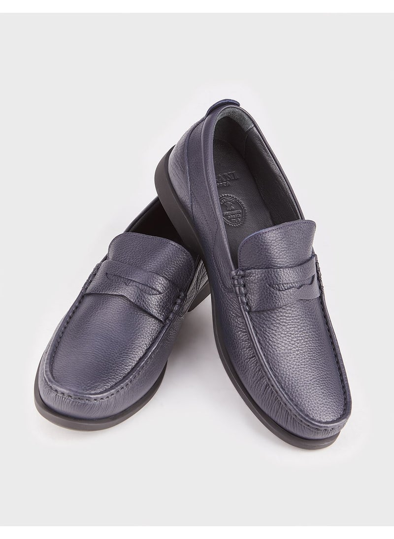 Leather Navy Blue Men's Casual Shoes