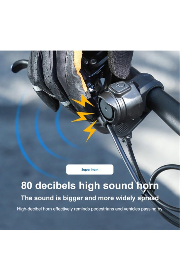 Electric Bike Bell, Usb Electric Horn, 80db Anti-Theft Alarm Loud Electric Bike Horn, with 6 Type Of Bell, USB Rechargeable Battery Bicycle Horn, for Mountain, Racing, Children'S, Road Bikes
