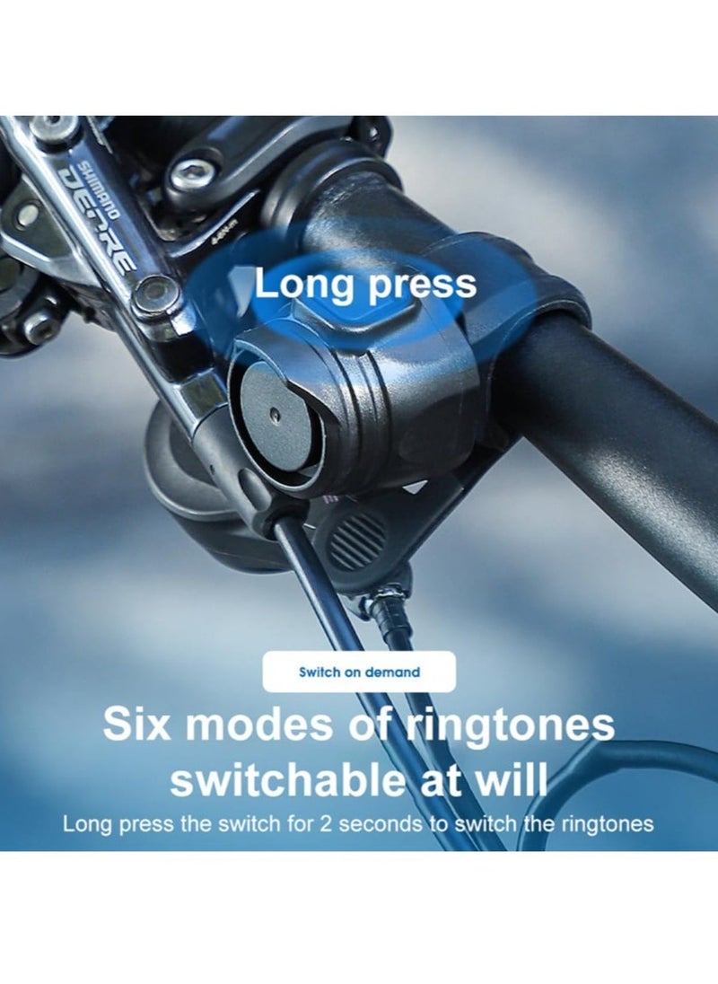 Electric Bike Bell, Usb Electric Horn, 80db Anti-Theft Alarm Loud Electric Bike Horn, with 6 Type Of Bell, USB Rechargeable Battery Bicycle Horn, for Mountain, Racing, Children'S, Road Bikes