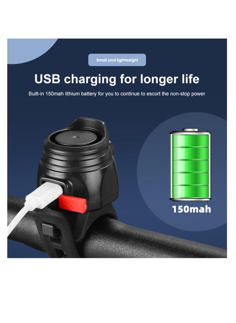 Electric Bike Bell, Usb Electric Horn, 80db Anti-Theft Alarm Loud Electric Bike Horn, with 6 Type Of Bell, USB Rechargeable Battery Bicycle Horn, for Mountain, Racing, Children'S, Road Bikes