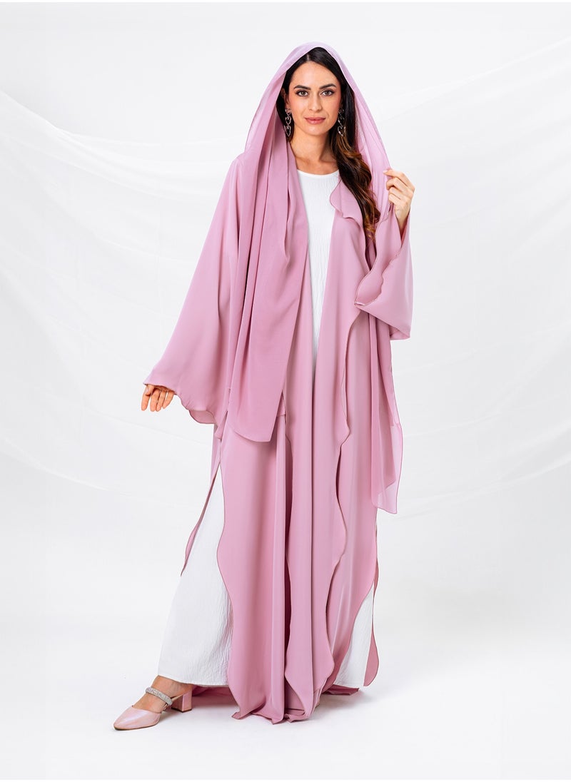 Pink Ruffled Abaya