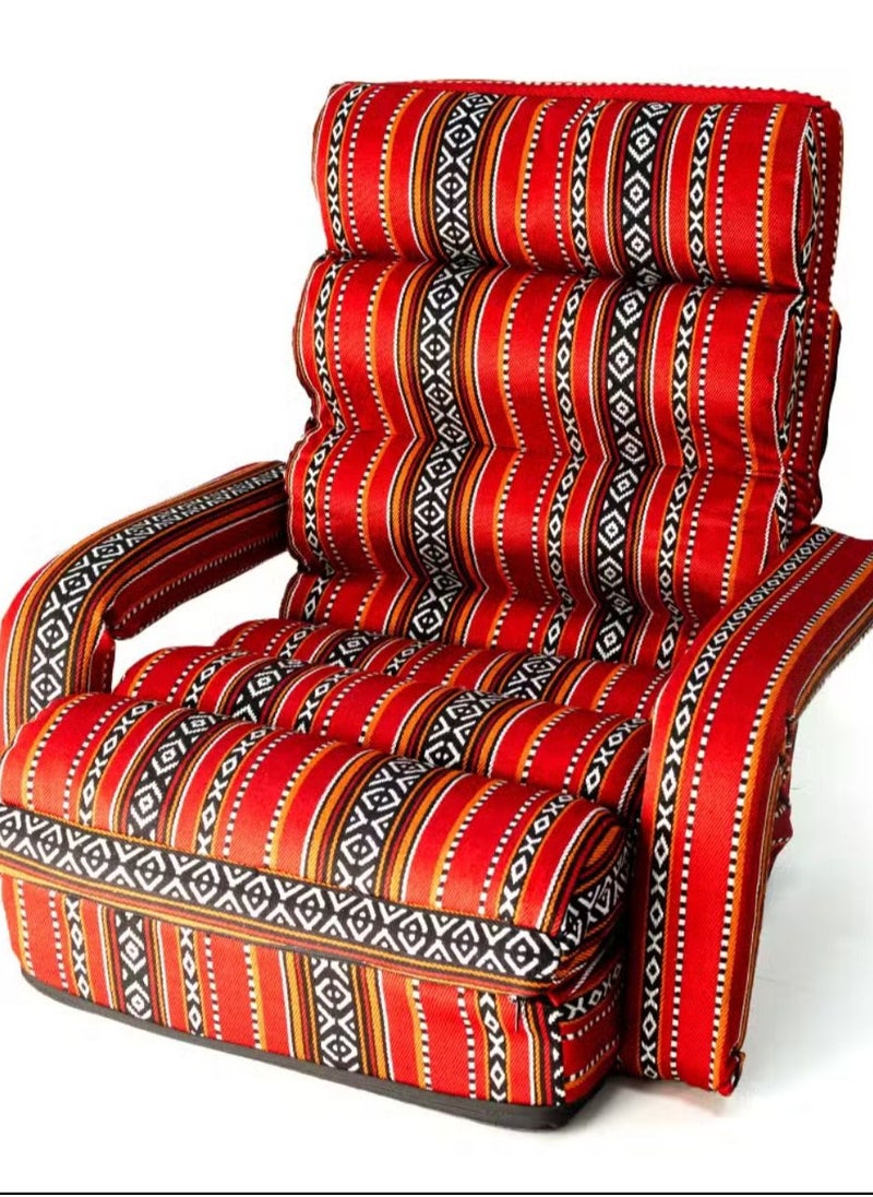 Arabic Majlis Chair, Camping Chair Hand Support,Sand Desert Floor Sitting Chair,Lazy Chair Adjustable Angles Padded Back Support,Fold Flat for Meditation,Yoga Chair,Reading,TV Watching,Gaming - Red