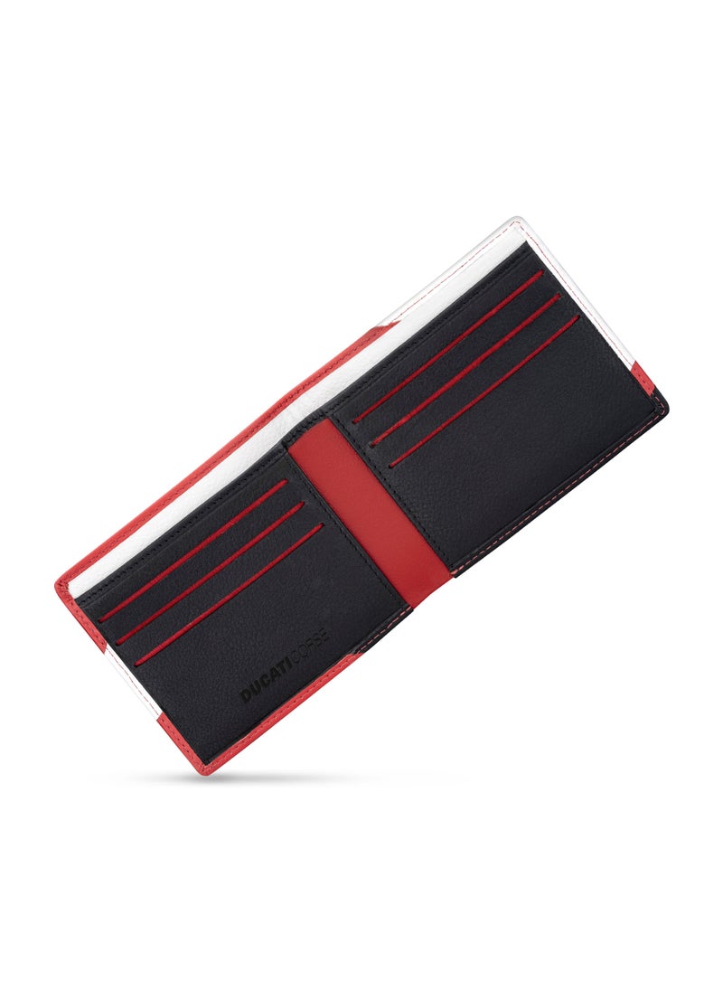 Ducati Corse Elegante Genuine Leather Wallet, Red, M, Casual