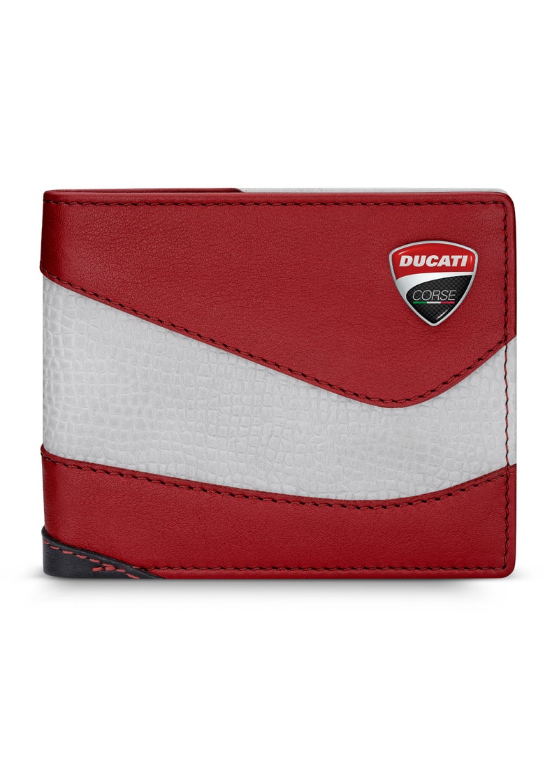 Ducati Corse Elegante Genuine Leather Wallet, Red, M, Casual