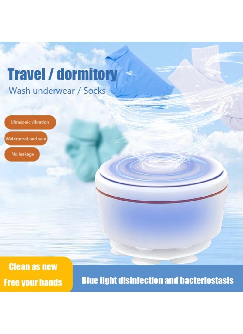 Blue Light Turbo Washing Machine Mini Automatic Portable Turbo Ultrasonic Washing Machine for Intimate Clothes Socks Towels