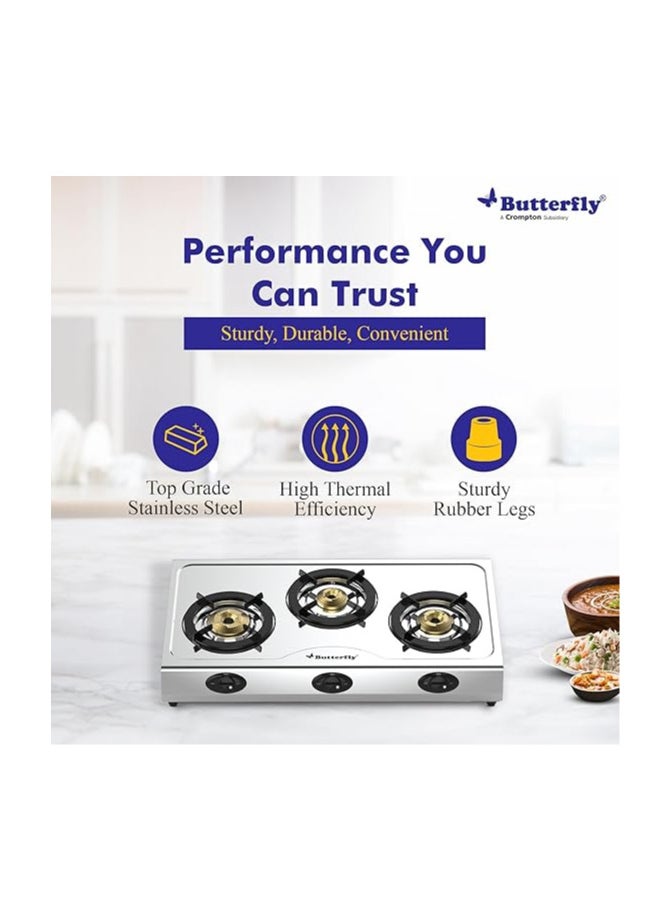 Butterfly Bolt 3B Stainless Steel Lpg Open Gas Stove, Silver