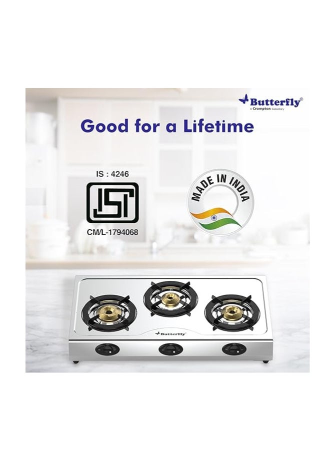 Butterfly Bolt 3B Stainless Steel Lpg Open Gas Stove, Silver