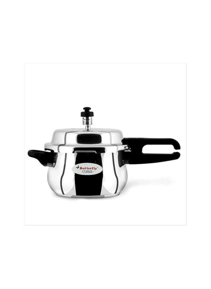 Butterfly Curve 3 Litres Pressure Cooker | Outer Lid Quality Stainless Steel | Induction and Gas Stove Compatible | ISI Certified | 5 Years Manufacturer's Warranty | Silver