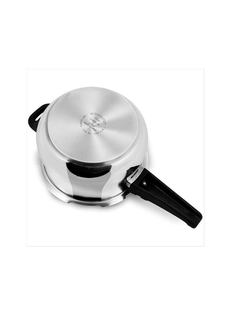 Butterfly Curve 3 Litres Pressure Cooker | Outer Lid Quality Stainless Steel | Induction and Gas Stove Compatible | ISI Certified | 5 Years Manufacturer's Warranty | Silver