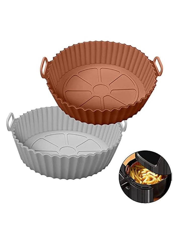 Air Fryer Silicone Pot, 2 Pcs Liners Food Safe Non-Stick Air Fryer Accessories, Reusable Basket Kitchen Air Fryers Oven Accessories Round Tray Silicone Liners for 3 to 5 Qt Airfryer