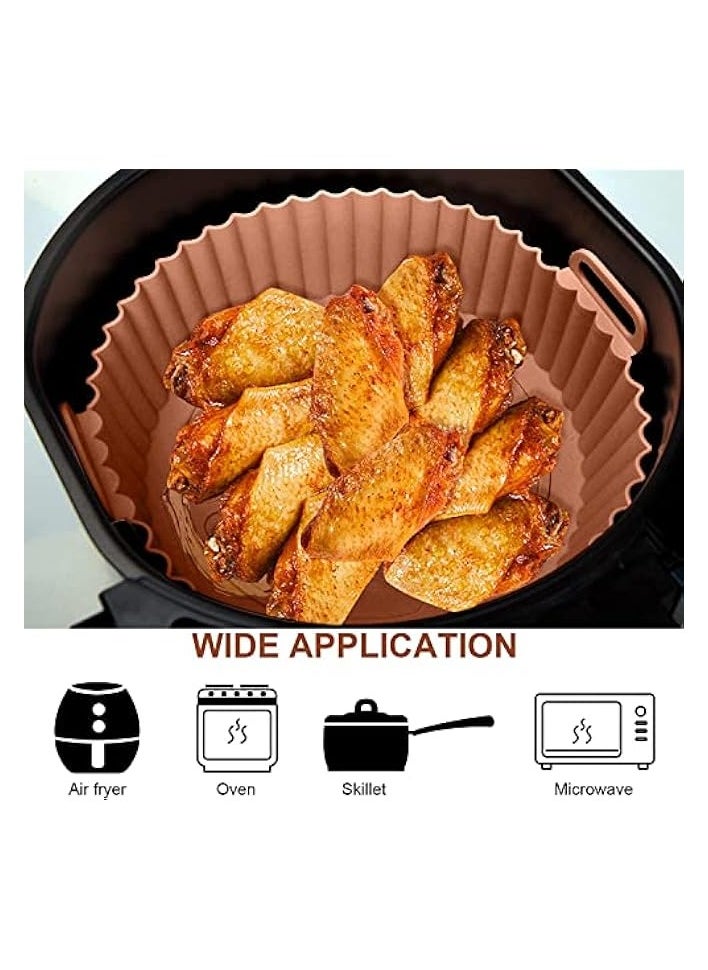 Air Fryer Silicone Pot, 2 Pcs Liners Food Safe Non-Stick Air Fryer Accessories, Reusable Basket Kitchen Air Fryers Oven Accessories Round Tray Silicone Liners for 3 to 5 Qt Airfryer