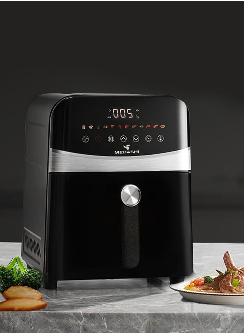 MEBASHI Air Fryer, Digital Touch Screen, 12 preset cooking programs, 9 L Capacity (ME-AF952) (1700-2000W) (Black)