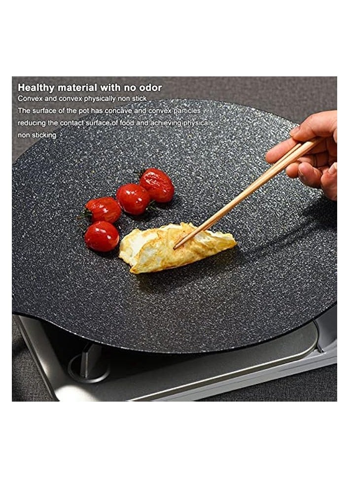 Korean Grill Pan, 6 Layer Round Barbecue Griddle, BBQ Grill Pan with Storage Bag Coating Round Griddle for Indoor Outdoor Cooking for Stove Top, Induction, Gas Cooker (28cm)