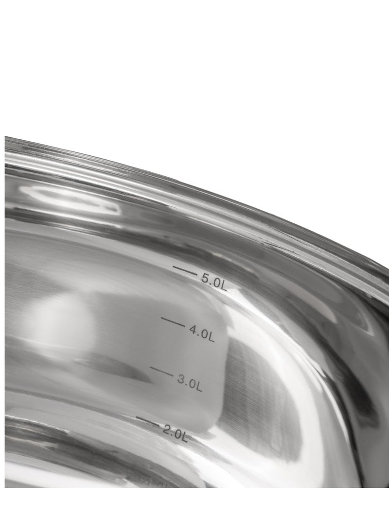 Stockpot with Glass Lid 24x14.5cm / 6.5 Liter with Measuring Mark, Stainless Steel Stockpot Felina Series | Stay-cool Handle | Induction Ready | Dishwasher Safe | Compatible with All Stovetops