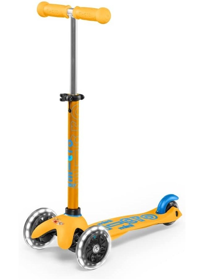 Micro® Mini Deluxe LED, Original Design 2-5 Years, Weight 1.95 kg, Max Load 50 kg, Height 48-68 cm, 3 Wheel Scooter with LED Lighting, ABEC9 Bearings, Non-Slip Platform (Unique, Apricot)