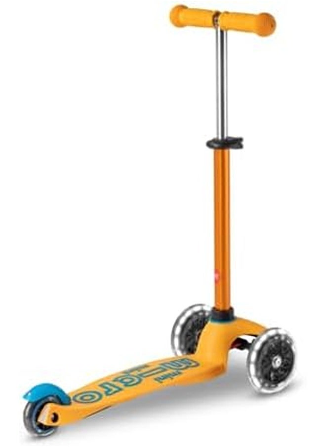 Micro® Mini Deluxe LED, Original Design 2-5 Years, Weight 1.95 kg, Max Load 50 kg, Height 48-68 cm, 3 Wheel Scooter with LED Lighting, ABEC9 Bearings, Non-Slip Platform (Unique, Apricot)