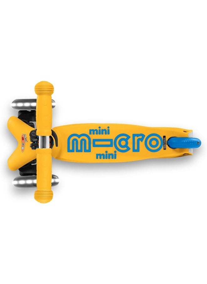 Micro® Mini Deluxe LED, Original Design 2-5 Years, Weight 1.95 kg, Max Load 50 kg, Height 48-68 cm, 3 Wheel Scooter with LED Lighting, ABEC9 Bearings, Non-Slip Platform (Unique, Apricot)