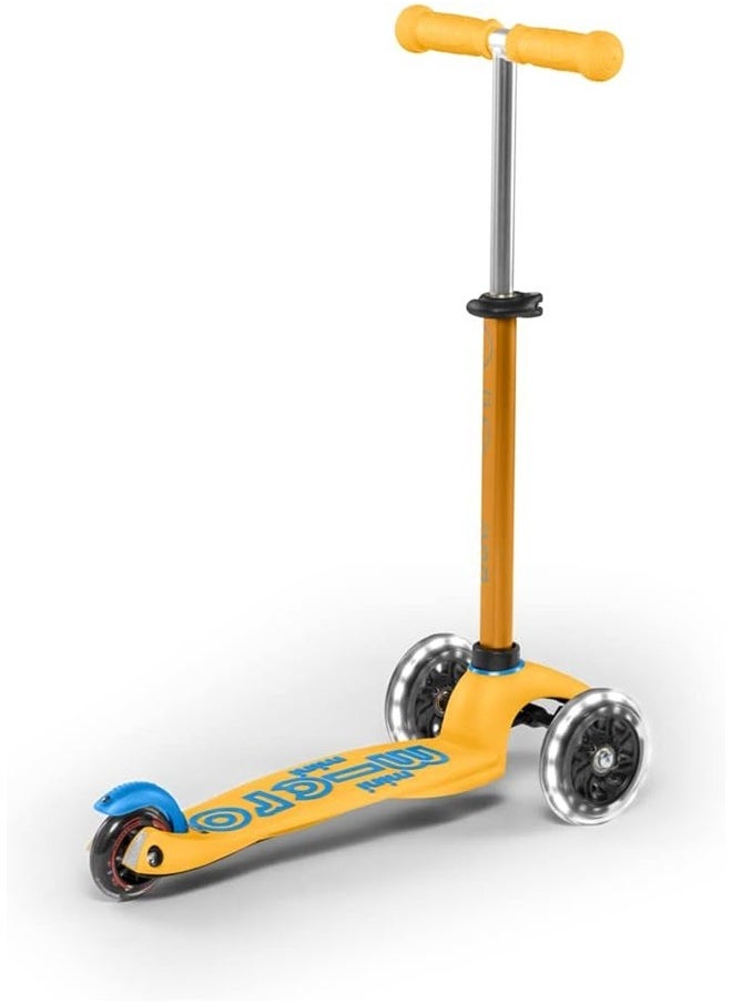 Micro® Mini Deluxe LED, Original Design 2-5 Years, Weight 1.95 kg, Max Load 50 kg, Height 48-68 cm, 3 Wheel Scooter with LED Lighting, ABEC9 Bearings, Non-Slip Platform (Unique, Apricot)