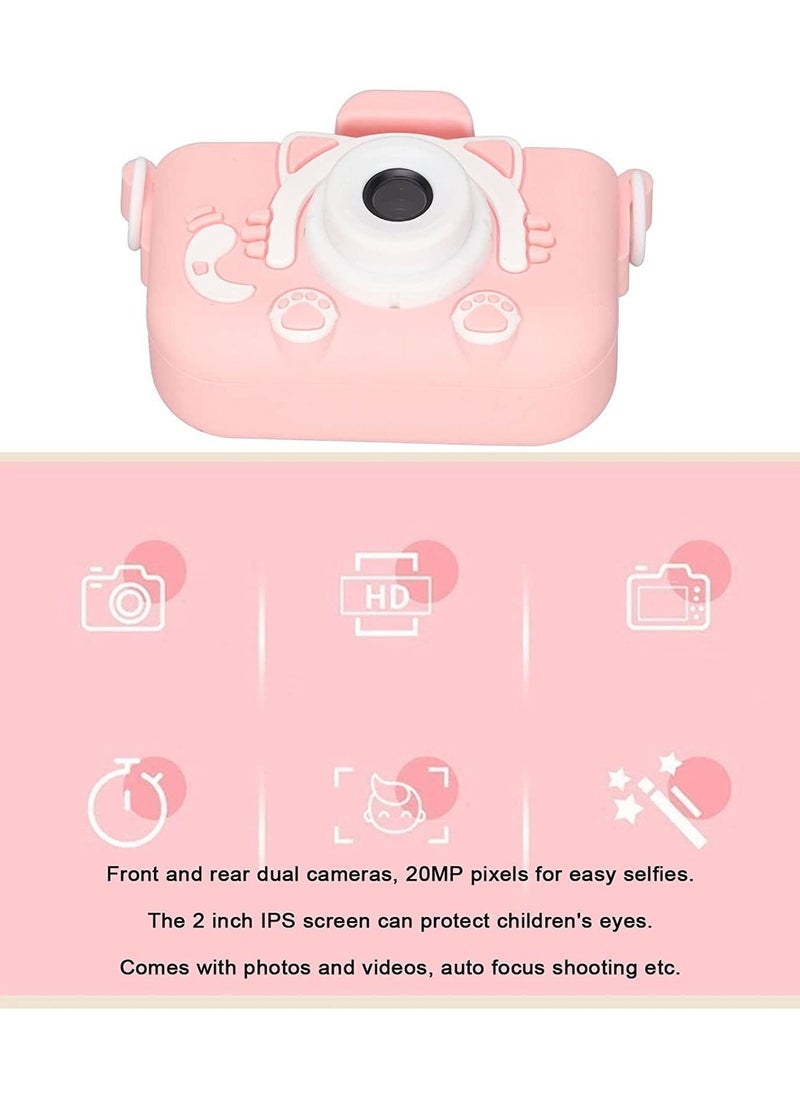 Mini Kids Digital Camera, 1920x1080px Cute Cat Design Toy Camera with Photo, Video/ Big Head Photo Model/ MP3 Function/ Built In 5 Puzzle Games/ Filter, Gift for Birthday, Christmas