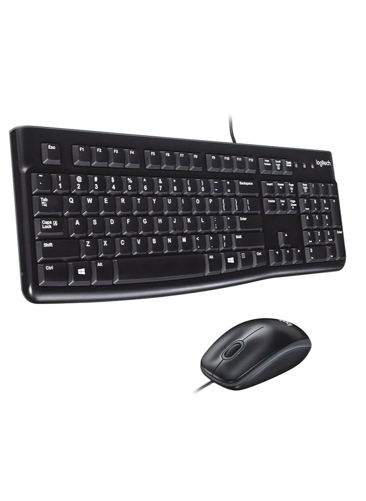 MK120 Wired English Keyboard With Optical Mouse Black