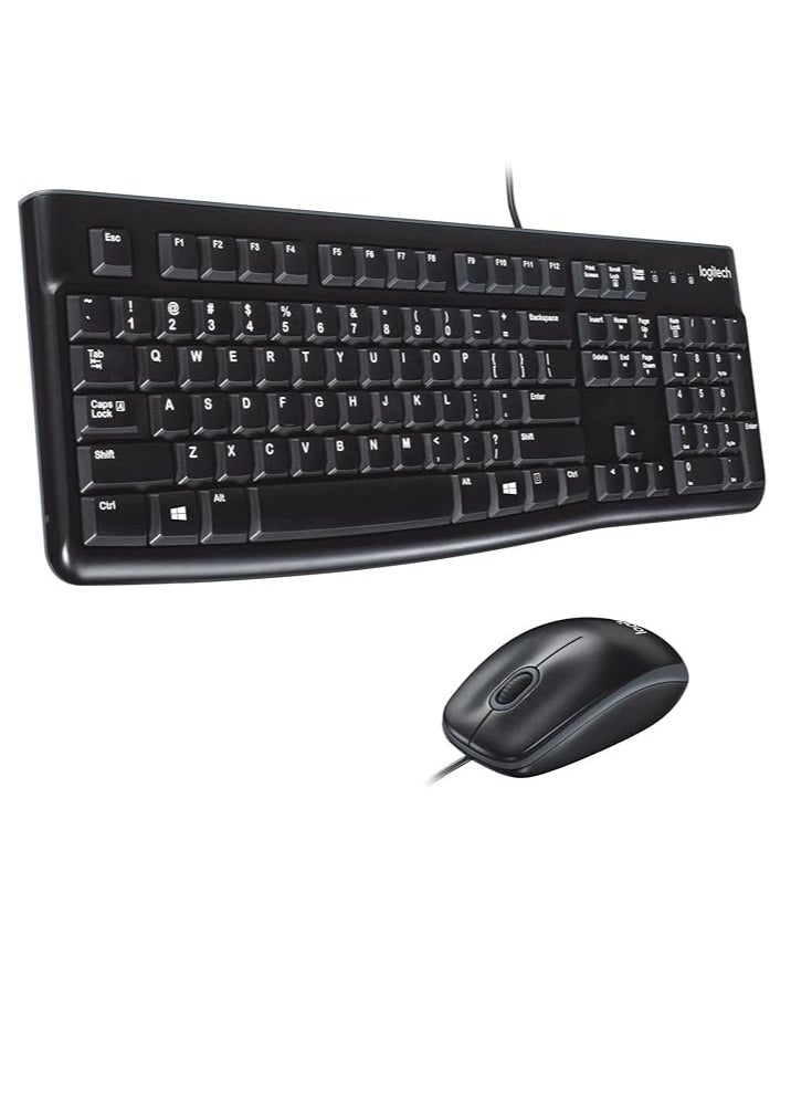 MK120 Wired English And Arabic Keyboard With Optical Mouse Black