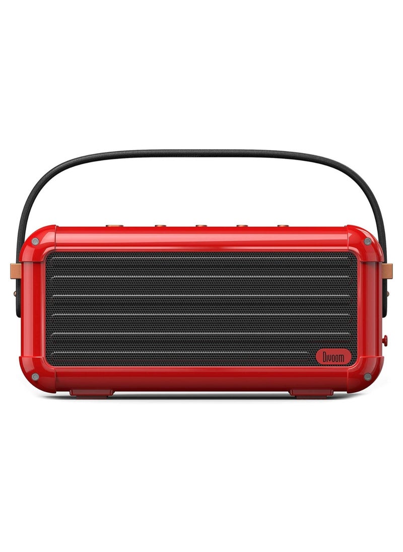 Divoom Mocha Retro Portable Bluetooth 5.0 Speaker With 40W Stereo Sound & 25-Hour Playtime - Red