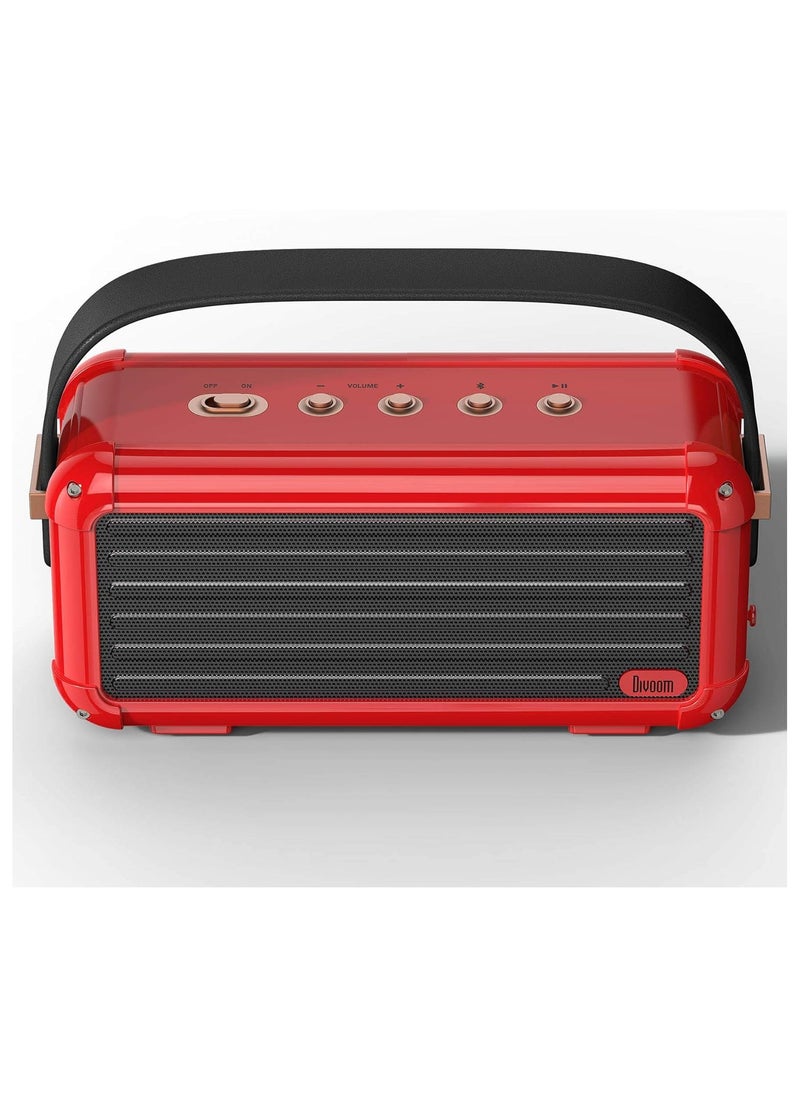 Divoom Mocha Retro Portable Bluetooth 5.0 Speaker With 40W Stereo Sound & 25-Hour Playtime - Red