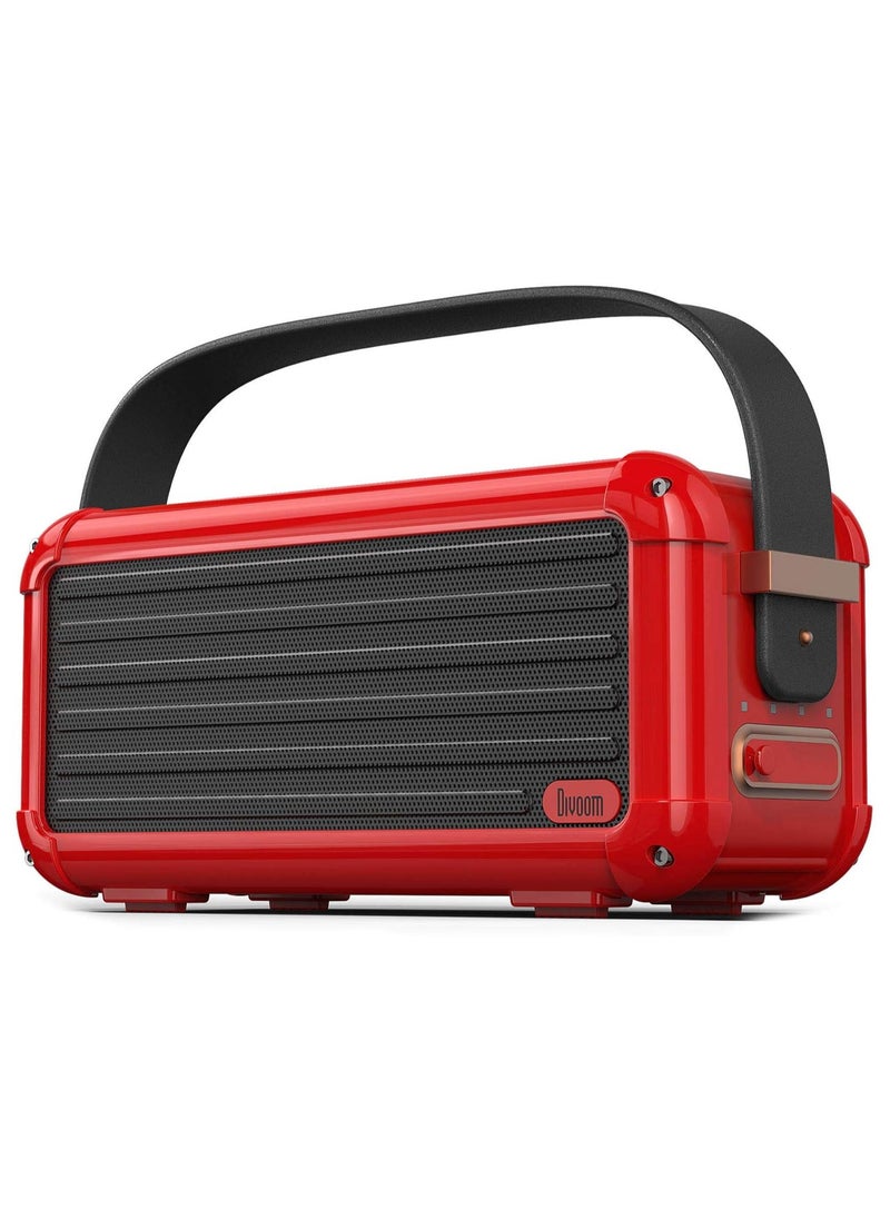 Divoom Mocha Retro Portable Bluetooth 5.0 Speaker With 40W Stereo Sound & 25-Hour Playtime - Red