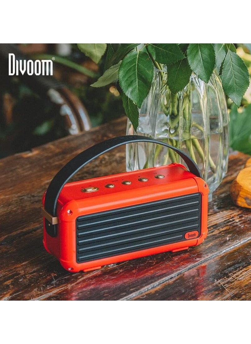 Divoom Mocha Retro Portable Bluetooth 5.0 Speaker With 40W Stereo Sound & 25-Hour Playtime - Red