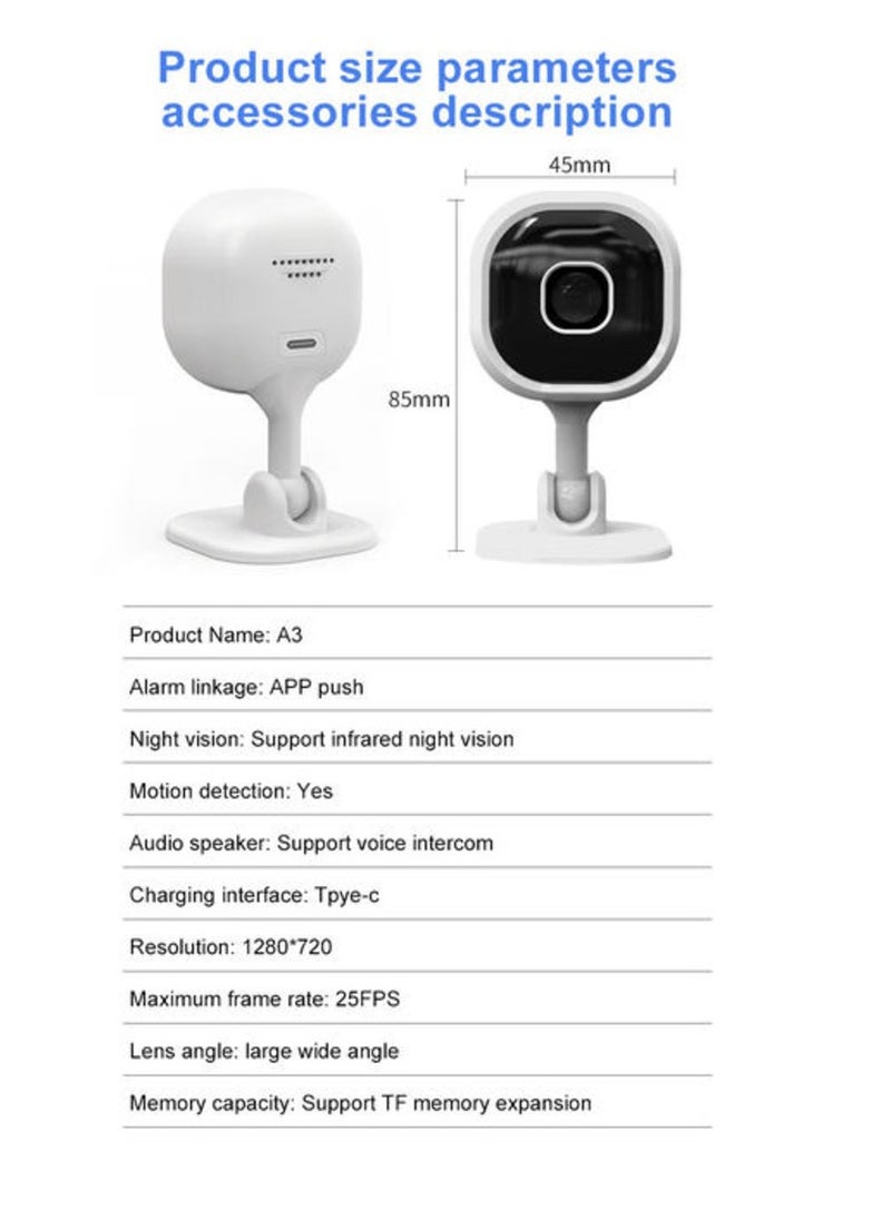 A3 USB Mini Camera for Home WiFi Cloud Storage Mobile Endoscope Kids Pet Monitor Smart Home IP Camera