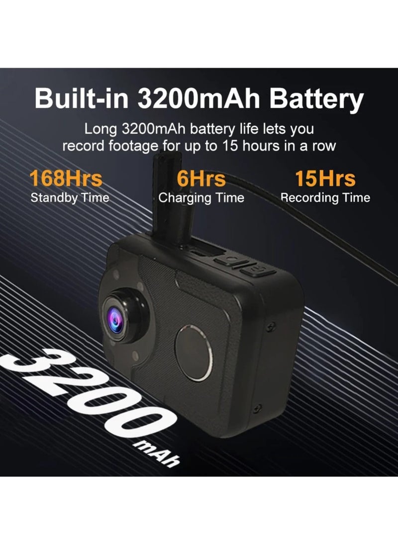 4K High-Definition Enforcement Recorder Chest-Worn Multi-Functional Endurance Wireless Waterproof Back Clip Camera for Patrol