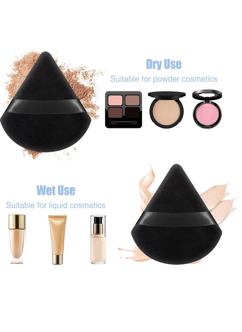 Pimoys 12 Pieces Powder Puff Face Triangle Makeup Sponge for Loose Powder Setting Powder Velour Foundation Blender Sponge Beauty Makeup Tool, Black