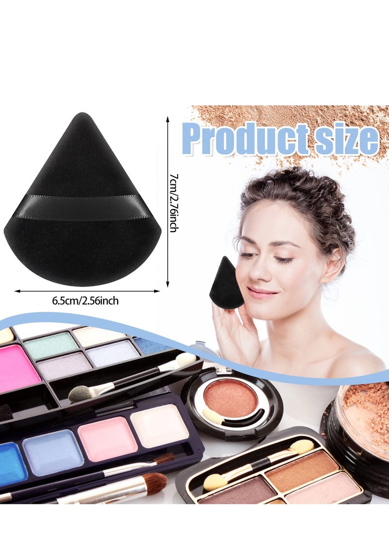 Pimoys 12 Pieces Powder Puff Face Triangle Makeup Sponge for Loose Powder Setting Powder Velour Foundation Blender Sponge Beauty Makeup Tool, Black