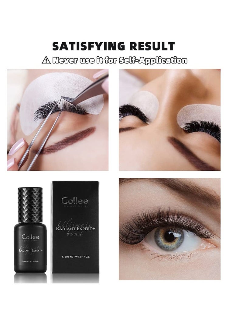 Eyelash Extension Glue 0.5 Sec Fast Drying/Retention -8 Week /(0.17fl.oz / 5ml) Eyelash Glue Waterproof Lash Extension Glue Semi-Permanent Extensions Black Adhesive Supplies for Professional USE ONLY