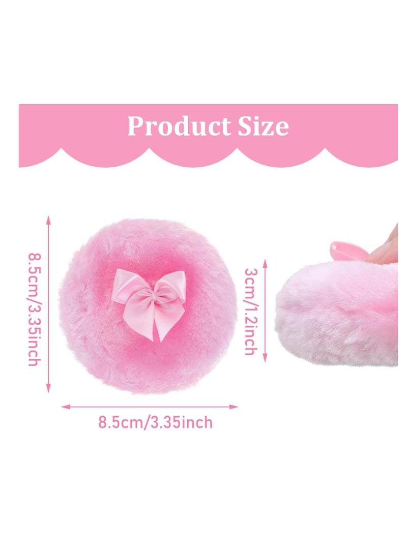 Sibba 4Pcs Large Fluffy Powder Puff, 3.5 Inch Ultra Soft Washable Reusable Velour Face Body Powder Puff Loose Powder Puffs Wet Dry Makeup Tool