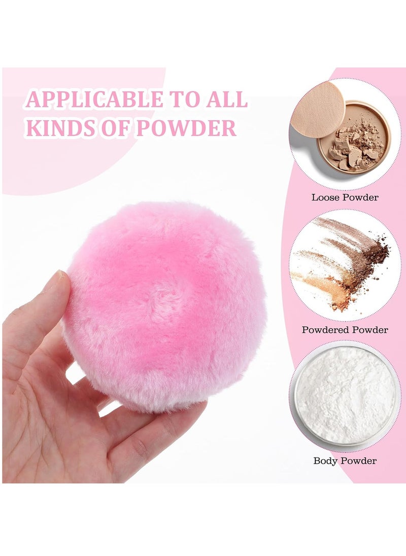 Sibba 4Pcs Large Fluffy Powder Puff, 3.5 Inch Ultra Soft Washable Reusable Velour Face Body Powder Puff Loose Powder Puffs Wet Dry Makeup Tool